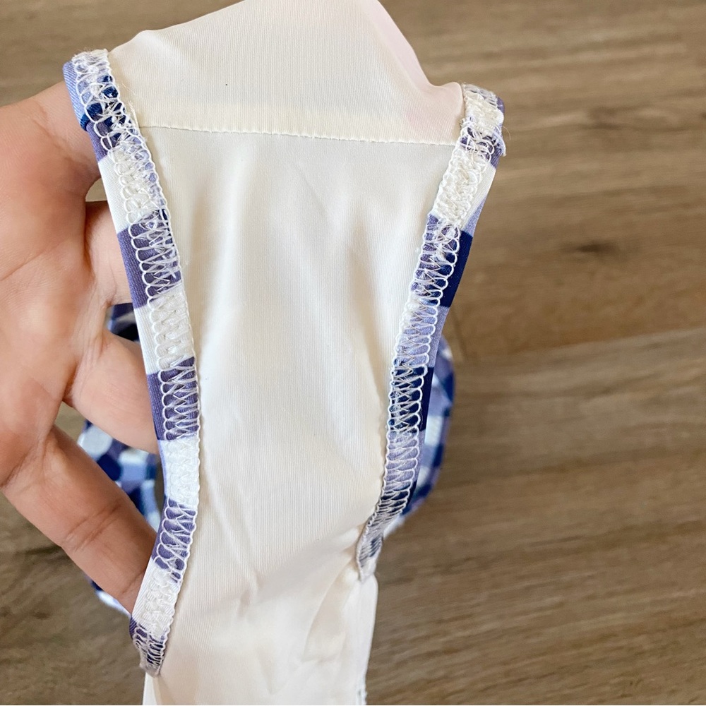 Solid & Striped Bikini Bottom Plaid Purple Blue M… - image 3